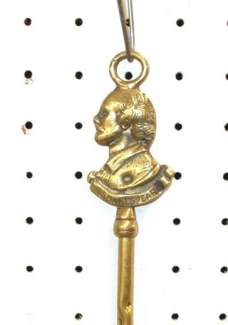 Early English Brass Toasting Fork With William Shakespears Head Handle