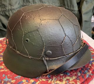 Wwii German M35 Steel Combat Helmet: Complete: Large Size: