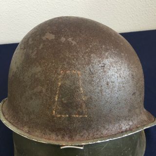 Very Salty U.  S.  Wwii 1944 M1 Mccord Front Seam Helmet With Westinghouse Liner