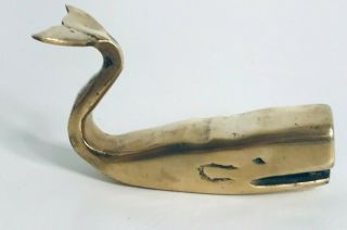 Vintage Brass Sperm Whale Paperweight Figurine 4 "