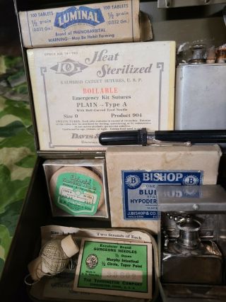 WW2 US Army First Aid Kit Syringe Suture Morphine EMPTY Medical Case Box Medic 2