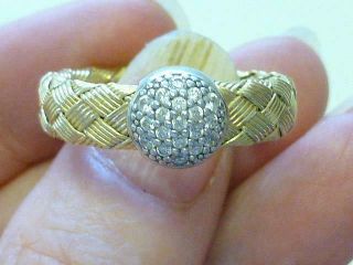 Vintage Jcm Jacmel Mauritius Cz Set Gold On Sterling Silver Woven Ring Size 9