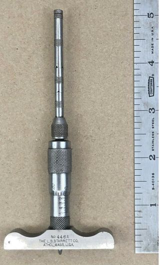 Vintage Starrett No.  446a Depth Micrometer Patent Date 1903 Made In Usa Machinist