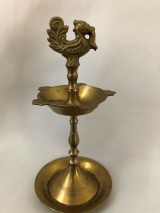 Brass Metal 6.  5 " Chicken Bird Figurine