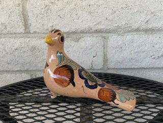 Vintage Tonala Mexican Art Pottery Bird Figurine