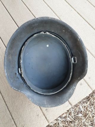 WW2 German M42 Steel Helmet w/ orig winter camo paint no insignia liner torn out 5