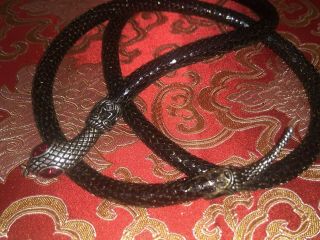 Vintage Whiting And Davis Snake Serpent Black Mesh Jeweled Necklace Belt Lariat