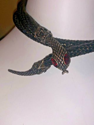 Vintage Whiting And Davis Snake Serpent Black Mesh Jeweled Necklace Belt Lariat 2