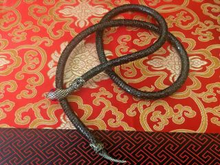 Vintage Whiting And Davis Snake Serpent Black Mesh Jeweled Necklace Belt Lariat 3