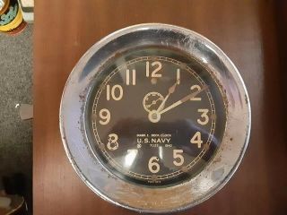 U.  S.  Navy Seth Thomas 1940 Deck Clock With Mounting Bracket