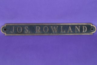 Vintage 2 Pound 8oz.  Solid Brass Nameplate Joseph Rowland