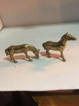Pr.  Vintage Mid Century Modern Solid Brass Horses,