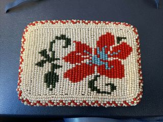 Plateau Indian Beaded Floral Belt Buckle Suede Back Native American Beadwork