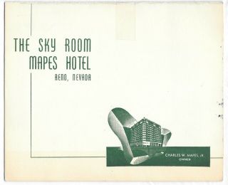 Vintage 1950s The Sky Room Mapes Hotel Casino Reno Nv Souvenir Photo Folder With