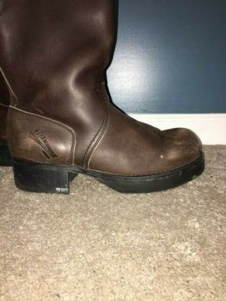 WWII WEHRMACHT men ' s 11 D,  Distressed Brown Leather 12 ' boot.  GERMAN officer 4