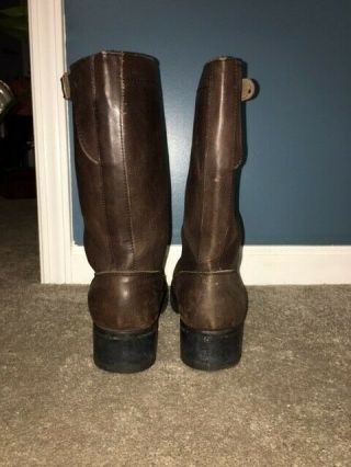 WWII WEHRMACHT men ' s 11 D,  Distressed Brown Leather 12 ' boot.  GERMAN officer 6