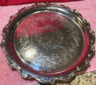 Vintage Webster Wilcox International Silver Plate American Rose XL Tray 12 ¾” 3