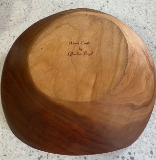 Vintage Glendon Boyd Hand Carved Cherry ? Wood Bowl Danish Modern Flair 2