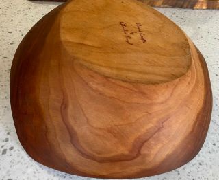 Vintage Glendon Boyd Hand Carved Cherry ? Wood Bowl Danish Modern Flair 3