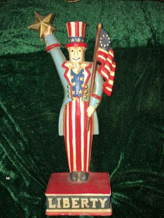 Midwest Importers Heavy Cast Iron Uncle Sam Door Stopper Liberty Great Paint