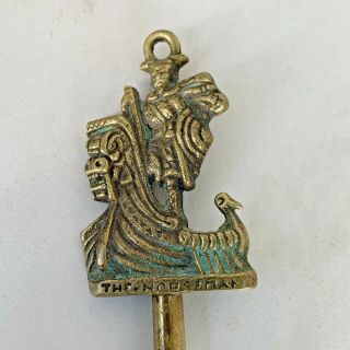 Early English Solid Brass Toasting Fork With The Horseman Handle