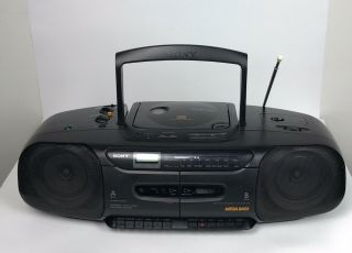 Vtg Sony Mega Base Boombox Cfd - 110 Portable Dual - Tape Cd Radio