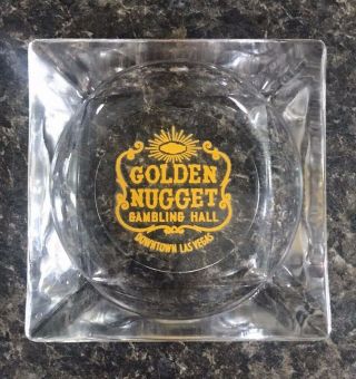 Vintage 1950s Golden Nugget Gambling Hall Las Vegas Souvenir Glass Ashtray