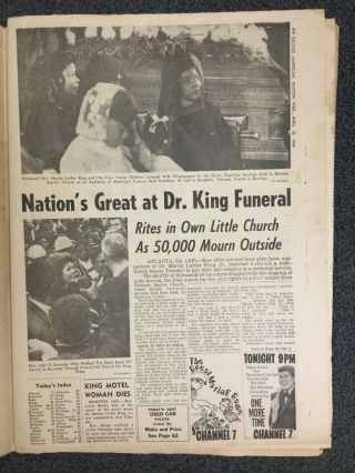 Martin Luther King Funeral - Civil Rights - 1968 Boston Record - American Newspaper 3