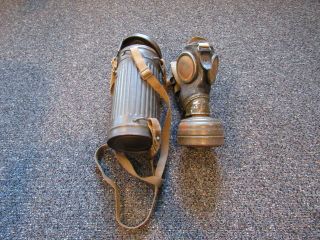 Wwii German Army Gas Mask With Filter And Carrier With Straps