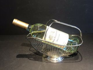 P M Italy Silver Wine Server Basket Caddy