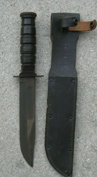 Us Wwii Ww2 Camillus Usn Mk2 Fighting Knife With Leather Sheath