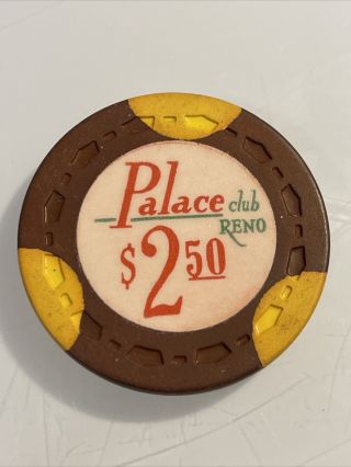 Palace Club $2.  50 Casino Chip Reno Nevada 3.  99