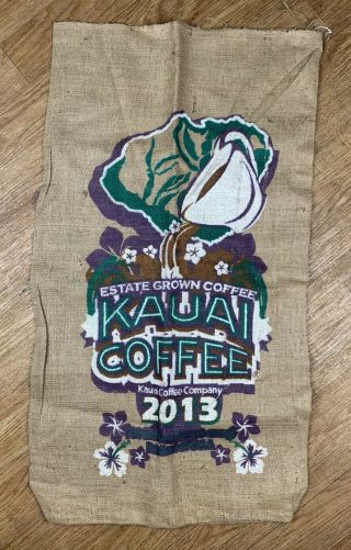 2013 Kauai Coffee Bean Large Burlap Sack Bag 100lbs Made In Usa 22 " X40 "