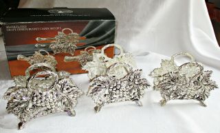 Paul Revere Silversmiths Silver Plated Grape Design Buffet Caddy Set Of 3
