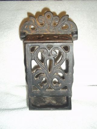 Vintage Cast Iron Match Holder,  Wall Mount,  Previously Owned