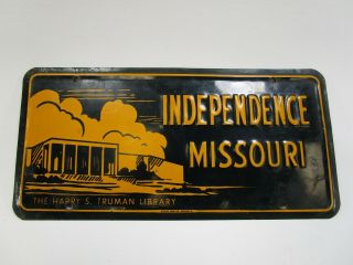 Vintage Truman Library Independence Missouri License Plate Car Tag Sign