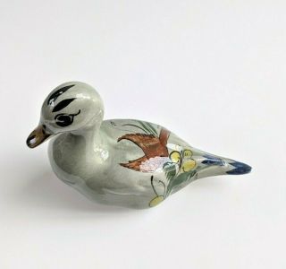 Vintage Ceramic Tonala Signed Duck,  Mexican Pottery Stoneware,  Hand Painted 2