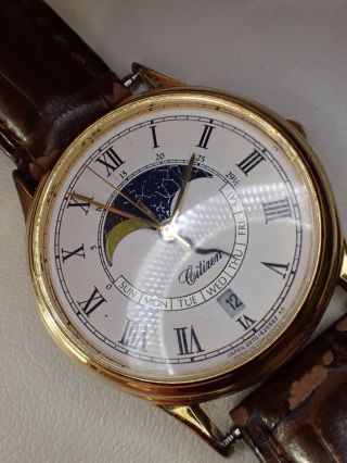 Vintage Citizen Moonphase Watch - Ticking Unable To Adjust 88