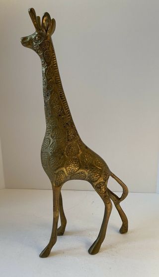 Vintage Solid Brass Large Mid Century Modern Giraffe 11 " Tall