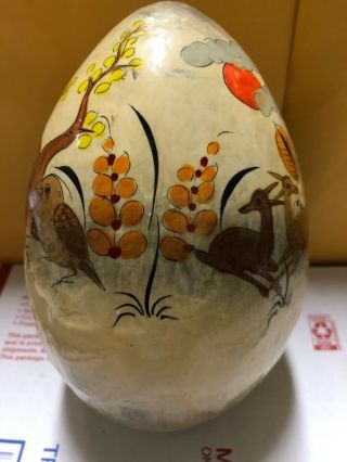 Vintage Hand Painted Sermel Tonala Jal Paper Mache Ostrich Egg Shape 2