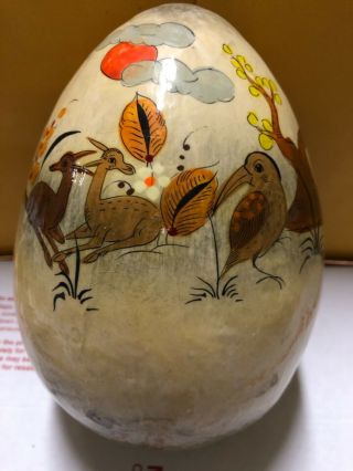 Vintage Hand Painted Sermel Tonala Jal Paper Mache Ostrich Egg Shape 3