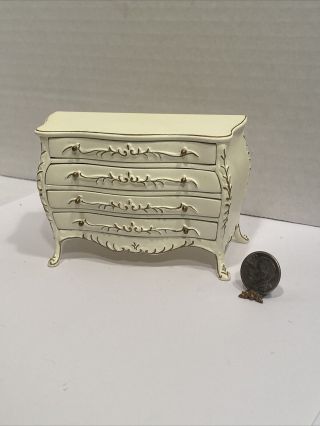 Vintage Jia Yi French Bombe Chest Of Drawers Dollhouse Miniature 1:12 Euc