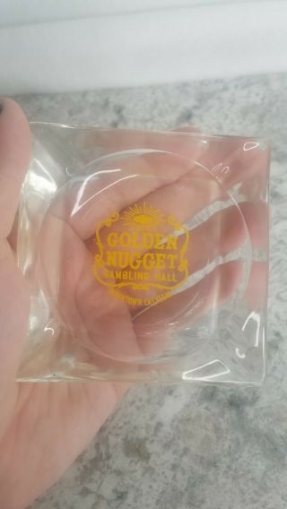 Vintage Ashtray From Golden Nugget Casino Las Vegas Clear Glass 3.  5 " Square Logo