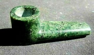 Pre Columbian Aztec Maya Style Green Stone Jade Tobacco Smoking Pipe Olmec