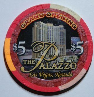 The Palazzo Grand Opening $5 Casino Chip Las Vegas Nevada Gaming Token