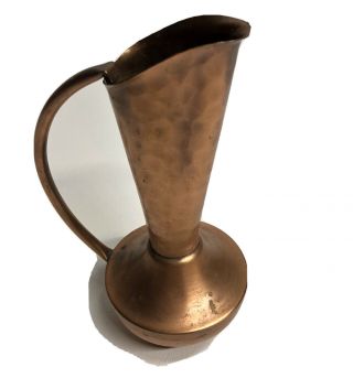 Vintage Gregorian Solid Copper Small Hammered Watering Can Pitcher Vase 7”