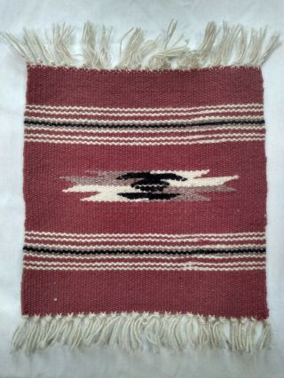 Vintage Navajo Wool Hand Woven Saddle Blanket,  Rug Native American 9 " X 9 " Q2
