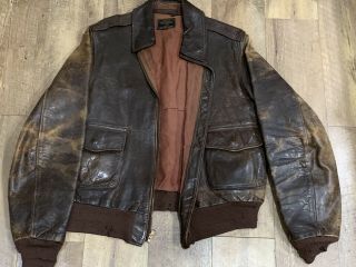 Wwii Us Army Air Force Type - A2 Leather Flight Jacket Bomber 38
