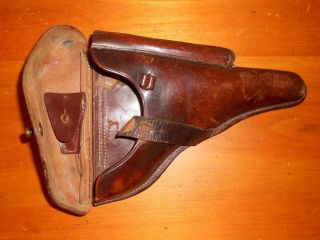 Ww2 German Commercial Luger Holster Brown Leather 1930 