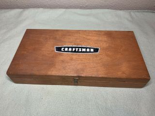 Vintage Craftsman Depth Gage Micrometer w/ Wood Storage Box Case USA 2